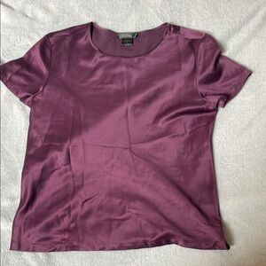 Natori Purple Satin Short Sleeve Sleep Tee